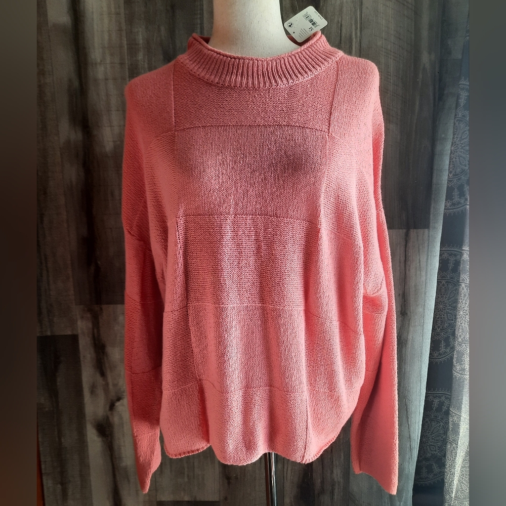 FREE PEOPLE BEACH MOCK NECK SWEATER BOXY FIT 100% Cotton NWT M